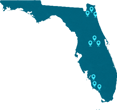 Florida service area map showing Jacksonville, Orlando, and Naples regions